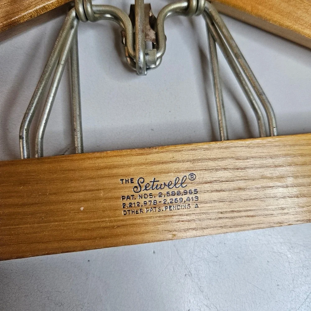 Vintage Setwell Wooden Hangers Set of 2 Suit Pant Skirt Clips Made in USA LS 19